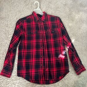 Men's Red and Black Plaid Shirt